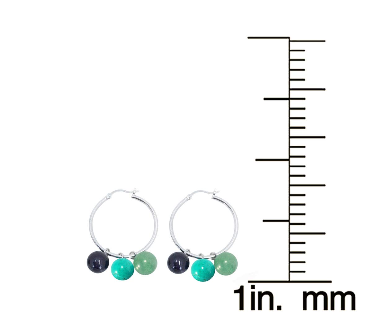 925 Sterling Silver Hoop Earrings with Natural Multi Gemstones - Interchangeable Charm Earrings for Women - Elegant Round Shape Jewelry - Perfect Birthday Gift for Her - Great for Parties, Weddings & Everyday Wear