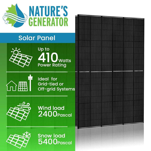 Natures Generator 4 x 410 Watt Monocrystalline Solar Panels - High Efficiency Solar Power System for Home, RV & Off-Grid Energy | Portable Solar Panel Kit for Camping, Emergency Backup & Outdoor Adventures