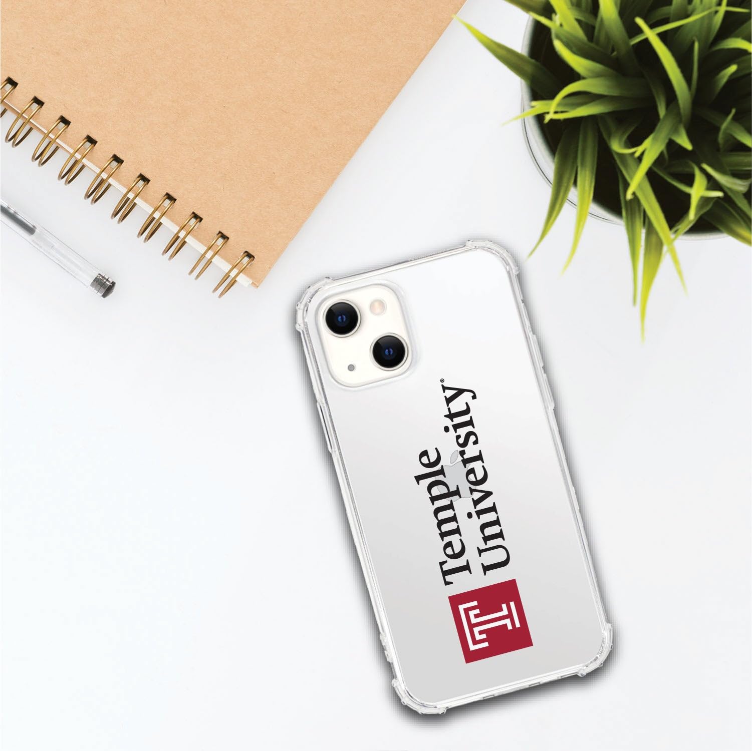 OTM Essentials Rugged Phone Case for iPhone 13 Pro Max - Shockproof Protective Cover with Reinforced Edges in Classic White | Perfect for Temple University Students & Active Lifestyles