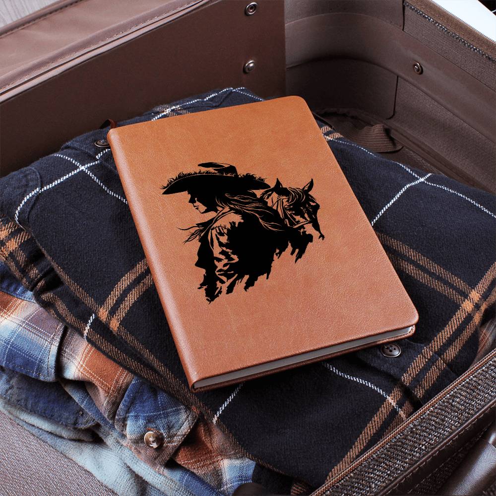 Cowgirl Vegan Leather Journal - 100 Sheets, Lined Pages, Horse Lover Gift for Women - Perfect for Writing, Sketching & Western-Themed Decor