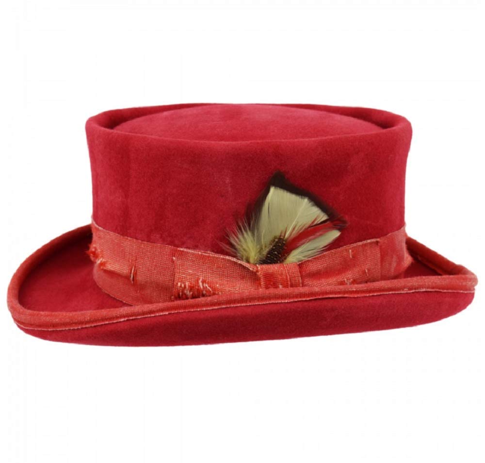 Vintage Western Desert Rat Top Hat - Red Aged Cowboy Hat for Men & Women | Perfect for Halloween, Cosplay, Wild West Parties & Steampunk Costumes