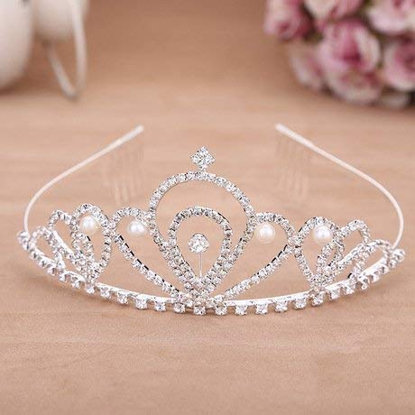 Satyam Kraft Silver Princess Tiara Headband for Women & Girls – Elegant Bridal Crown for Birthday, Wedding, Haldi, Mehendi, Valentine's Day & Special Occasions (1-Pack) | Perfect for Pageants, Photo Shoots & Fairy Tale-Themed Parties