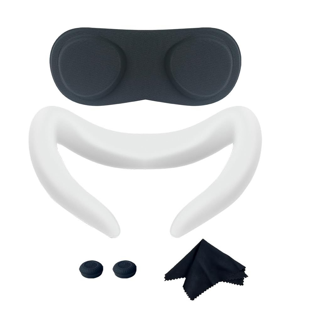 Meta Quest 3 VR Headset Accessories Kit - White - Includes Eye Cushion, Head Strap, Button Caps, Lens Cover, Cleaning Cloth - Perfect for VR Gaming, Movie Watching & Virtual Meetings