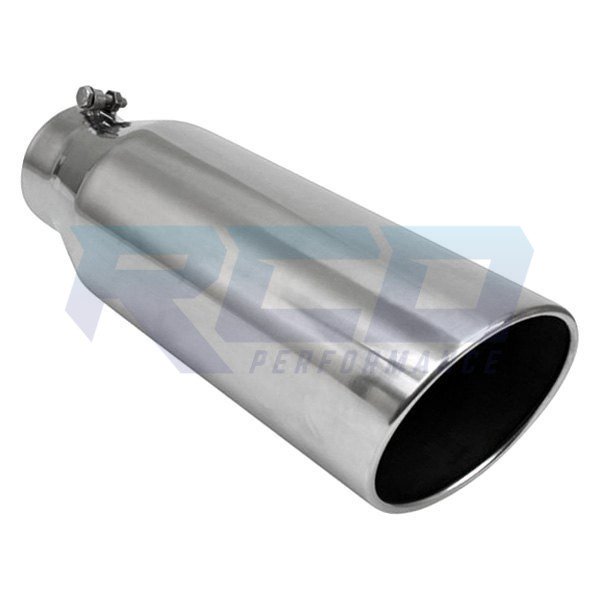 RCD 304 Stainless Steel 18-Inch Long 4 to 6-Inch Rolled Slanted Exhaust Tip - High Performance Car & Truck Exhaust Upgrade for Enhanced Style & Sound