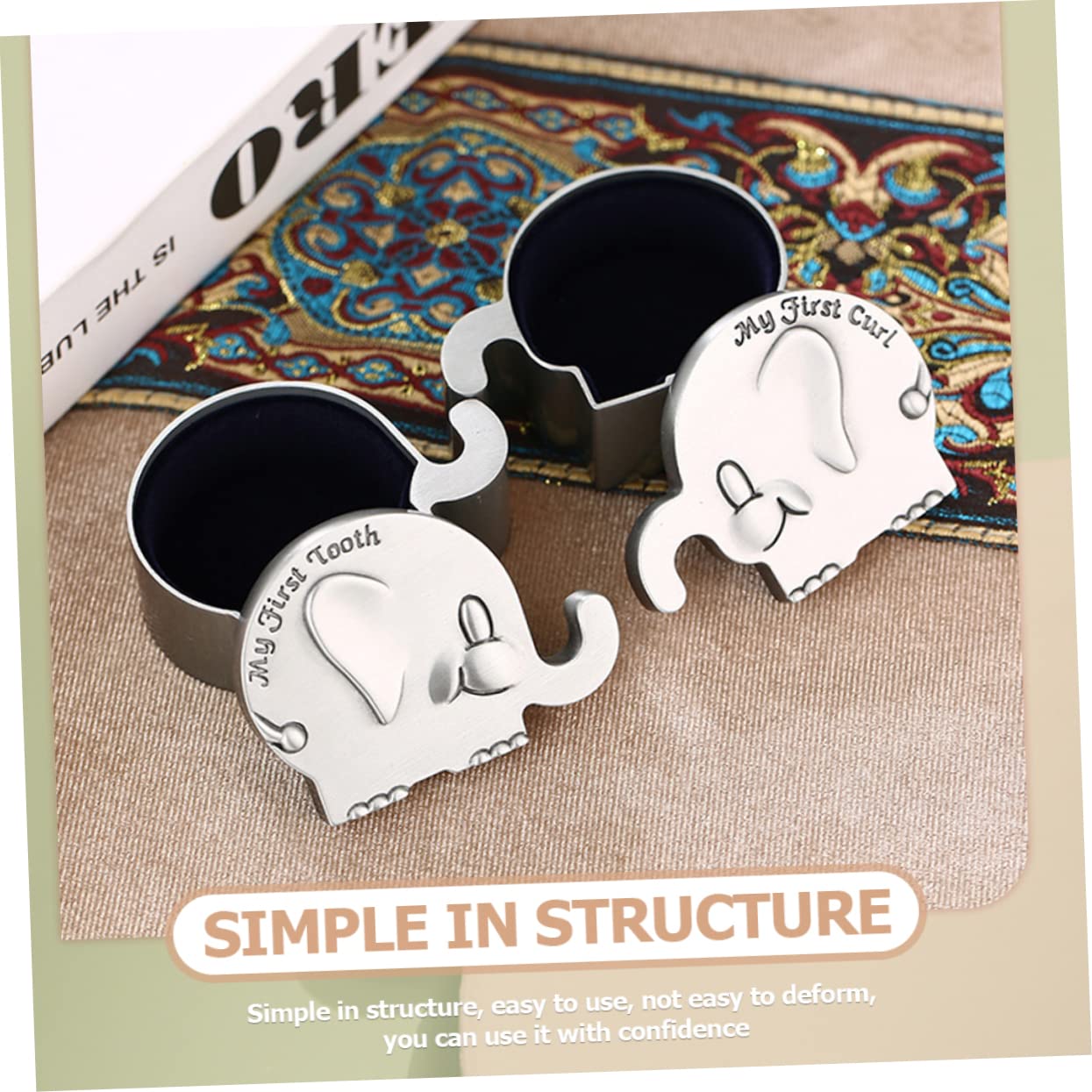 Amosfun 4 Pack Elephant Tooth Holder for Kids - Metal Silver Keepsake Box for Baby Teeth | Perfect for Tooth Fairy Gifts, Memory Storage & First Lost Tooth Celebration