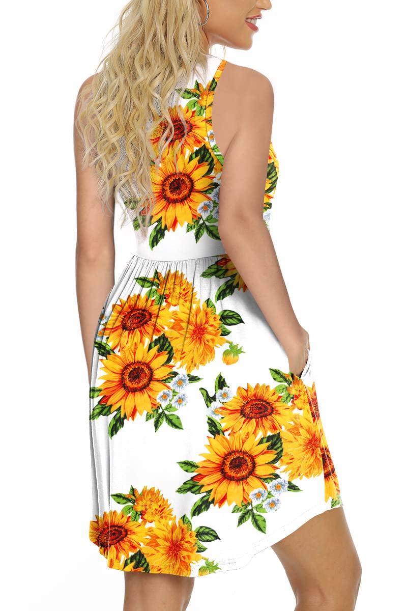 LONGYUAN Women's Hawaiian Sundress - 2025 Summer Tank Dress with Pockets, S-3XL | Beach Cover Up, Vacation Outfit, Tropical Party Dress