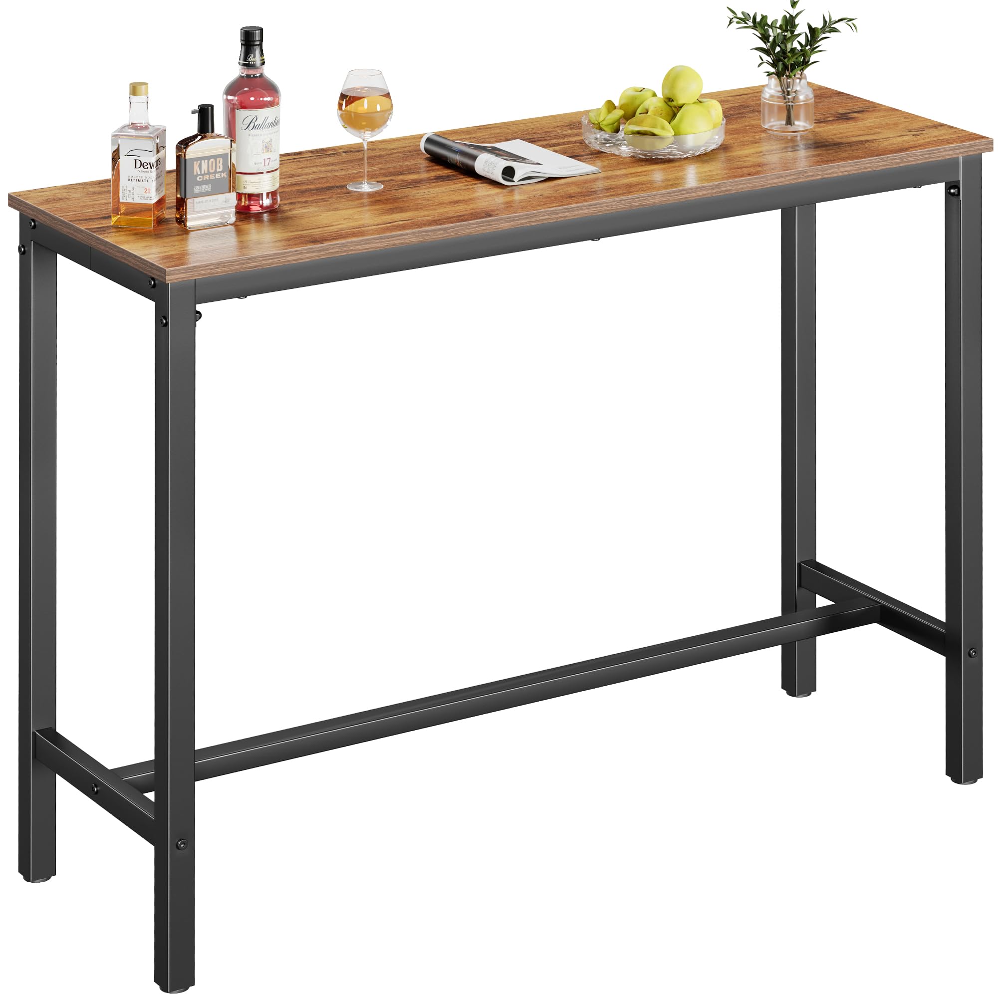 Mr IRONSTONE 47-inch Rectangular Bar Height Table - Vintage Pub High Top Table for Narrow Spaces, Perfect as Sofa Console, Dining or Coffee Table - Ideal for Living Rooms, Small Apartments & Home Bars