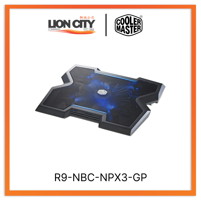 Cooler Master R9 NBC NPX3 GP CM Notepal X3 Laptop Cooling Pad with 20cm Blue LED Fan - Perfect for Gaming, Office Work & Overheating Prevention