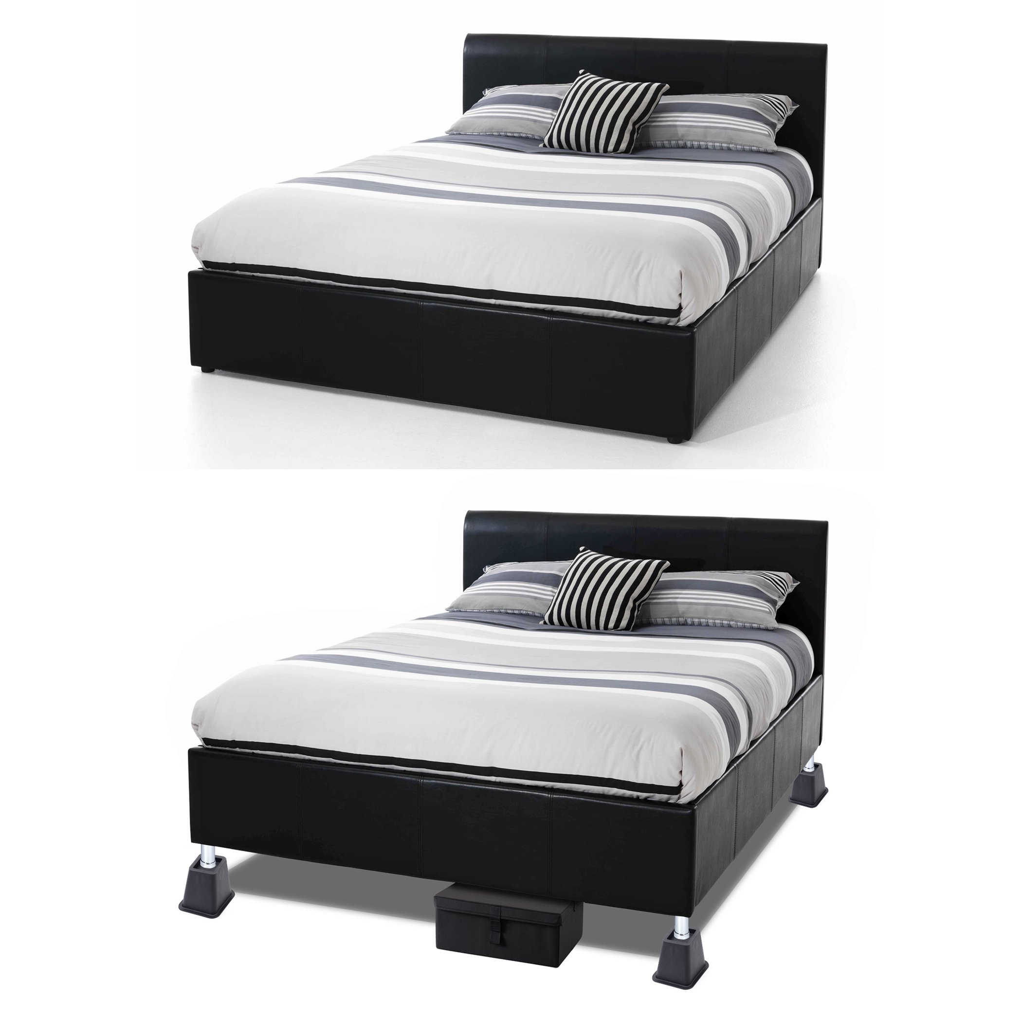 5-6 Inch Heavy Duty Black Bed Risers - Super Strong Stackable Furniture Risers for College Dorm, Sofa, Table & Chair (4-Pack) - Perfect for Elevating Beds, Creating Storage Space & Improving Room Aesthetics