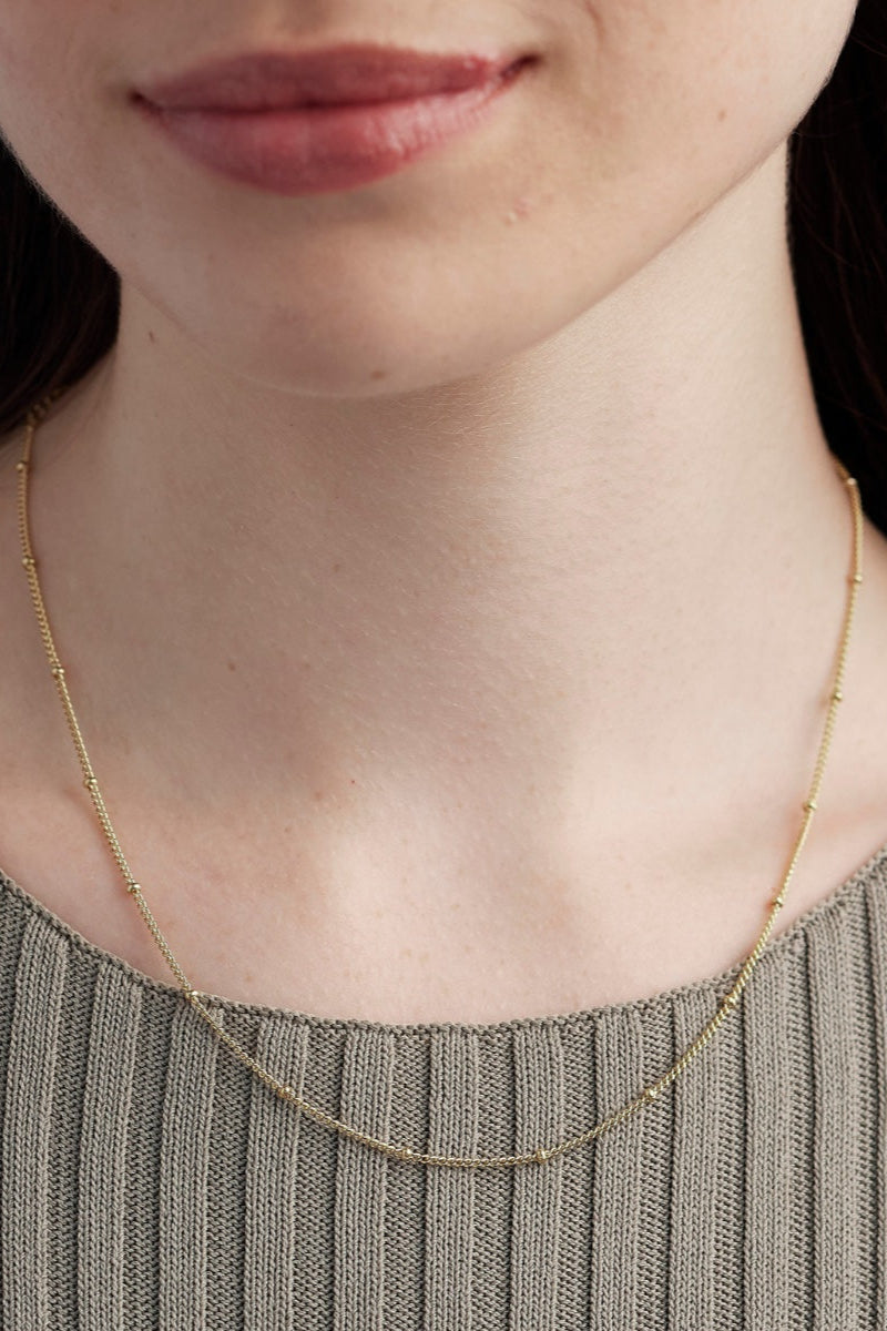 14K Gold Dot Chain Necklace for Women - Elegant Dainty Layering Jewelry for Everyday Wear & Special Occasions