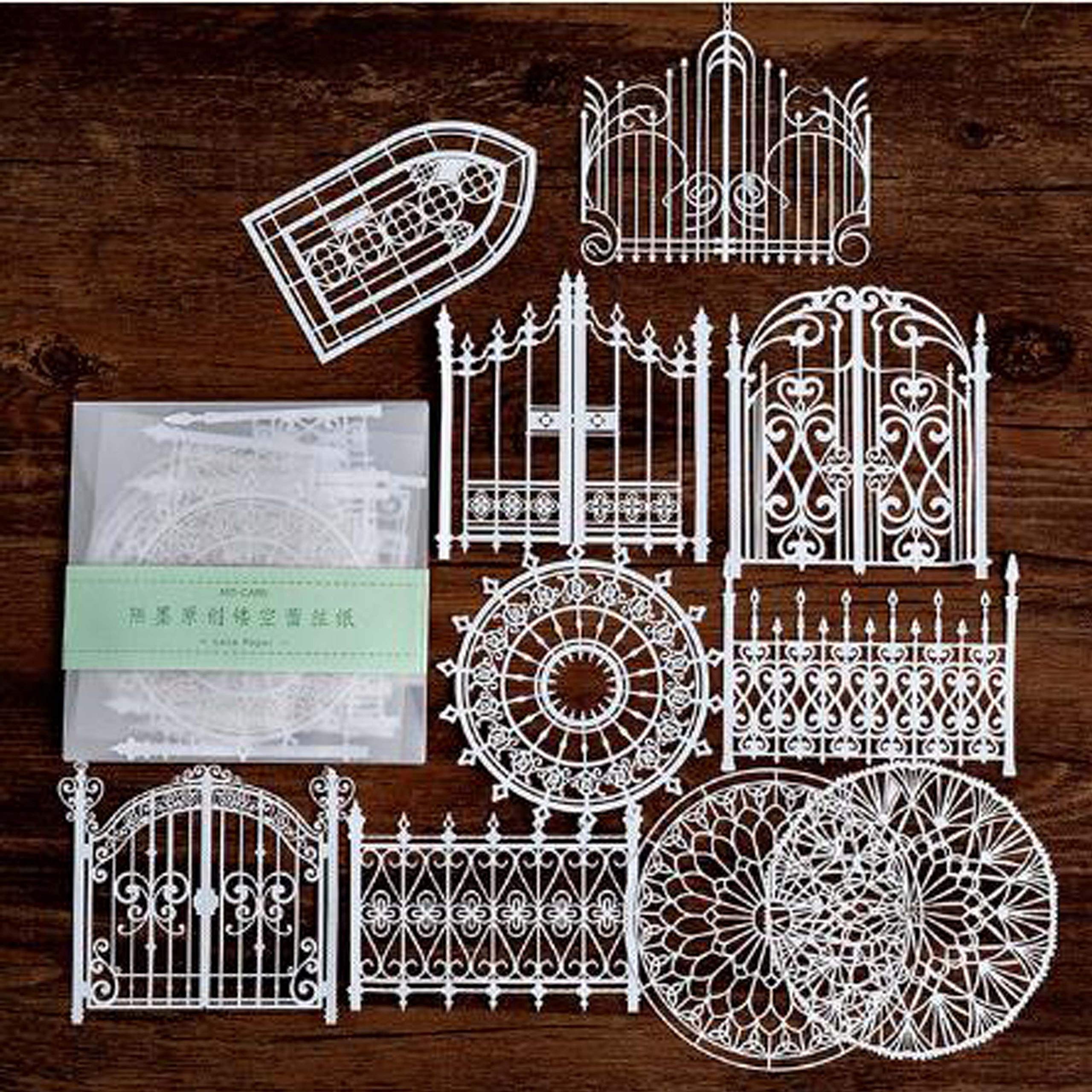 10pcs Paper Die Cuts Scrapbook Stickers - Decorative Lace Butterfly & Leaf Cutouts for DIY Cards, Photo Frames, Albums | White Cardstock for Handmade Crafts & Card Making - Perfect for Wedding Invitations, Baby Shower Decor, Memory Books & Home Scrapbooking Projects