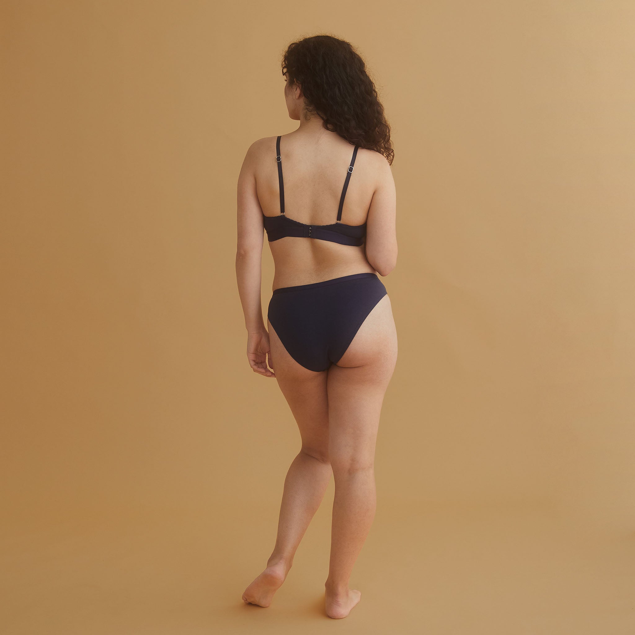 Organic Cotton Bralette for Women - Navy Blue Ink Color | Comfortable Wire-Free Lace Bralette | Perfect for Yoga, Lounge & Everyday Wear