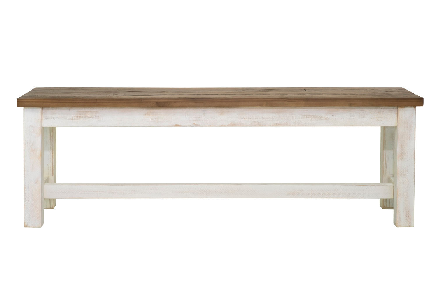 Borsgade Bench in White/Natural - Modern Wooden Entryway Bench for Hallway, Living Room & Bedroom