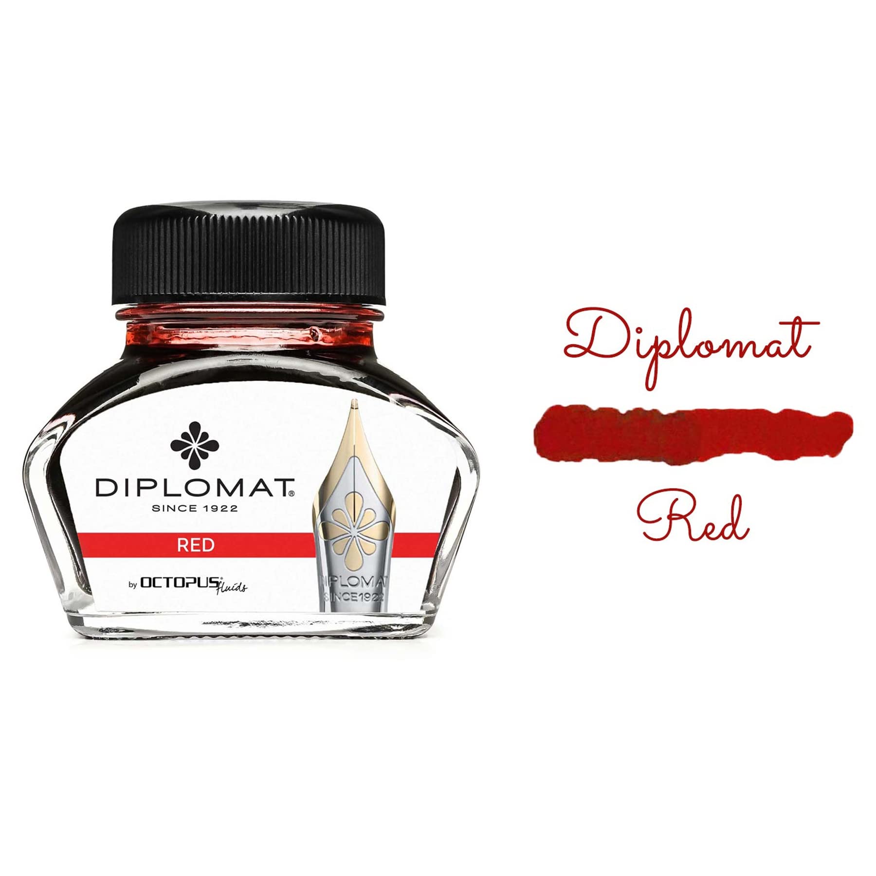 Diplomat Red Fountain Pen Ink Bottle 30ml - Premium Writing Ink for Calligraphy, Journaling & Letter Writing