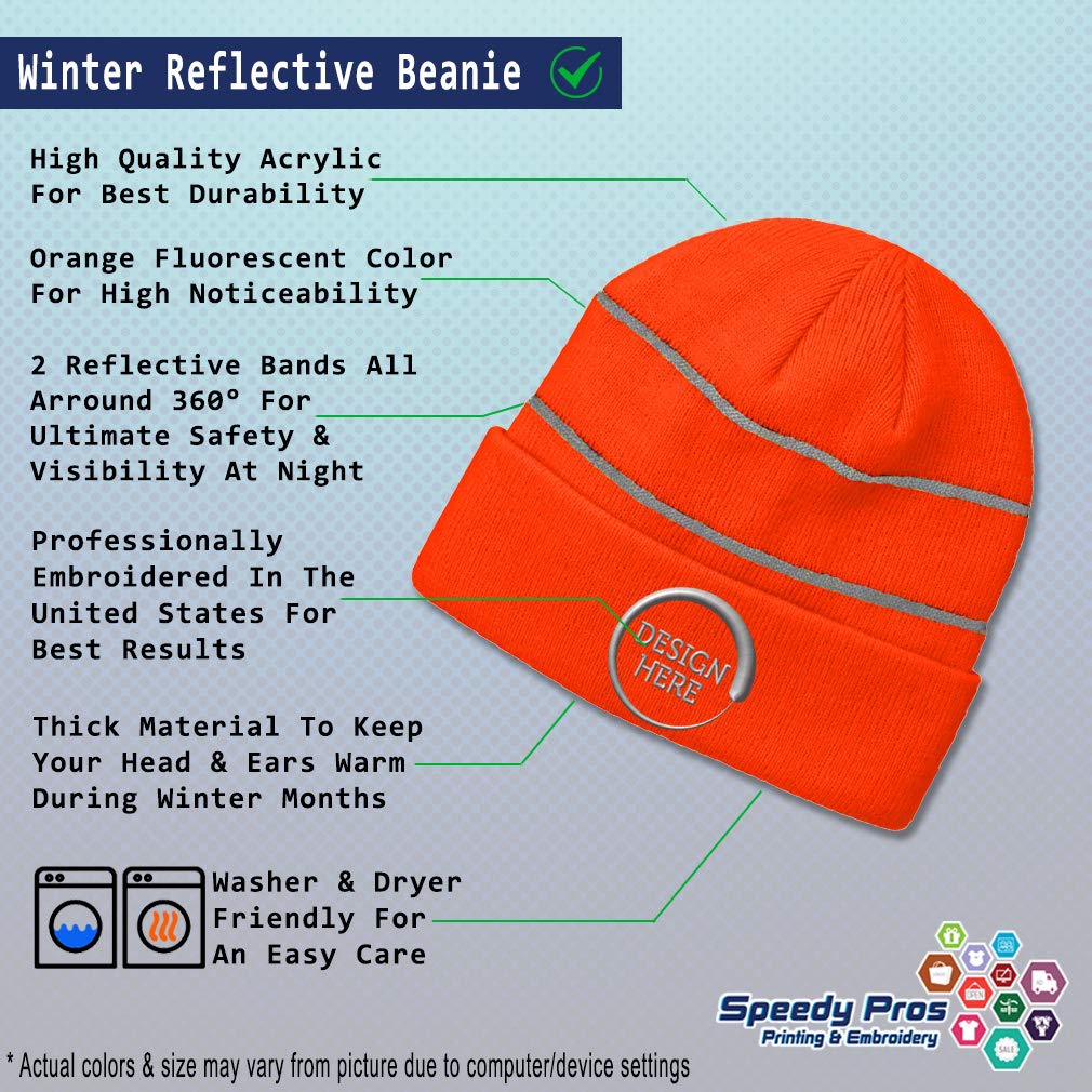 Custom Reflective Beanie with Beagle Embroidery - Warm Acrylic Knit Winter Hat for Men & Women - Perfect for Running, Cycling, and Outdoor Activities at Night