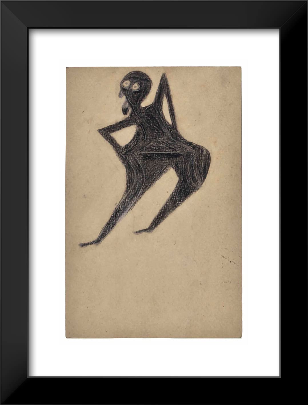 Bill Traylor 19x24 Black Modern Framed Art Print - Old Man Holding Hip - Wall Decor for Living Room, Office & Bedroom