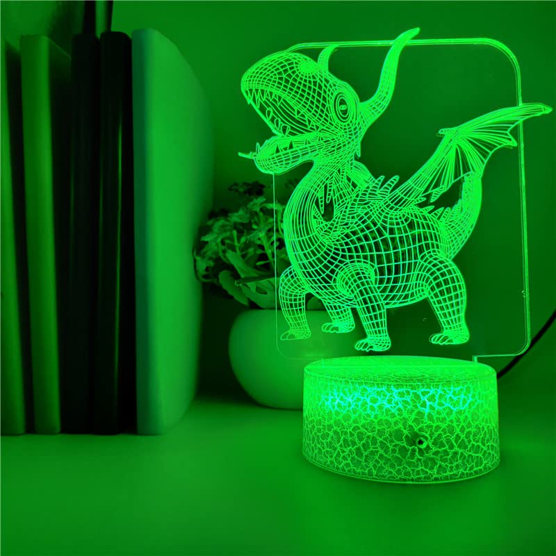 3D Dinosaur Night Light Lamp with Remote Control - 16 Color Changing LED Dino Night Light for Kids, Boys Room Decor, Christmas & Birthday Gifts - Perfect for Bedtime, Nursery, Playroom & Party Decorations