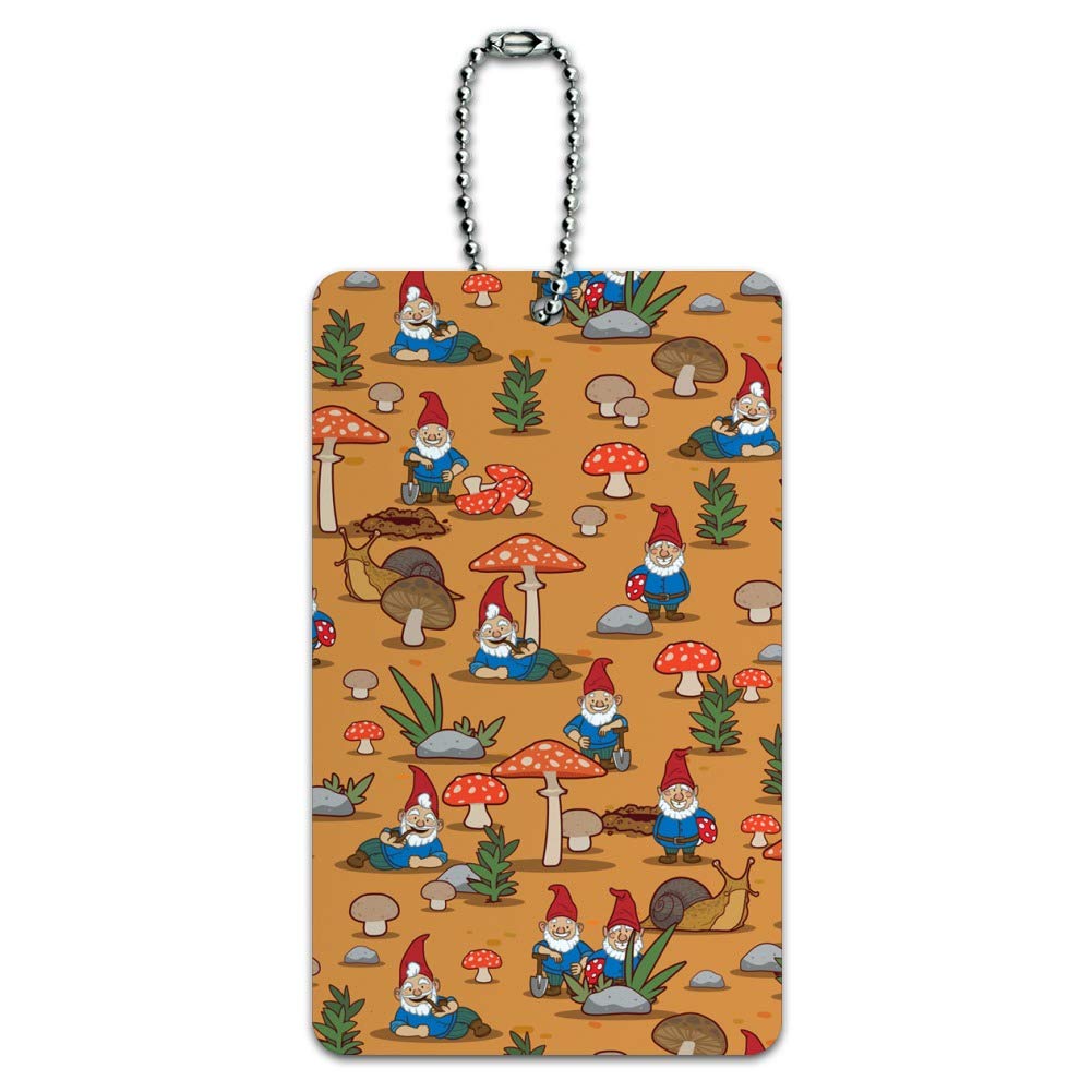 Whimsical Gnomes Toadstools & Mushrooms Pattern Luggage Tag - Durable Suitcase ID Card for Carry-On Bags - Perfect for Travel, Vacation & Airport Identification