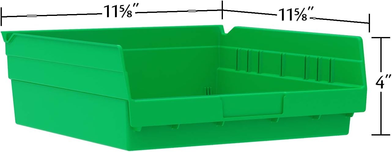 Akro-Mils 30170 Heavy Duty Plastic Storage Bins - 12 Pack, 12x11x4 Inch Blue Shelf Organizers for Garage, Closet, Drawer & Pantry Organization - Durable Stackable Bins for Tools, Toys, Office Supplies & Home Storage