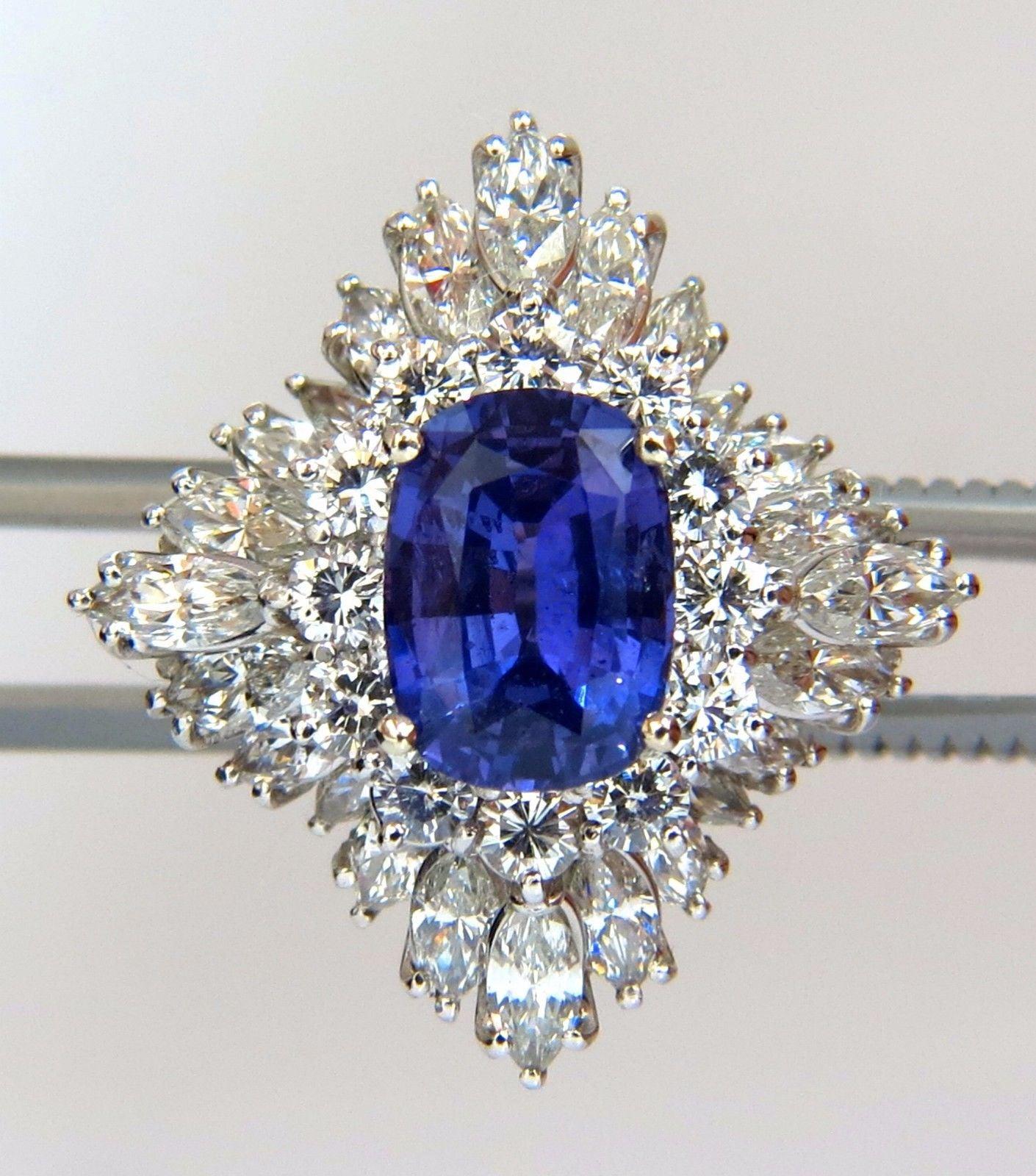7.87CT GIA Certified Natural No Heat Vivid Purple Sapphire & Diamond Platinum Ring for Women - Elegant Engagement, Wedding & Anniversary Jewelry Gift
