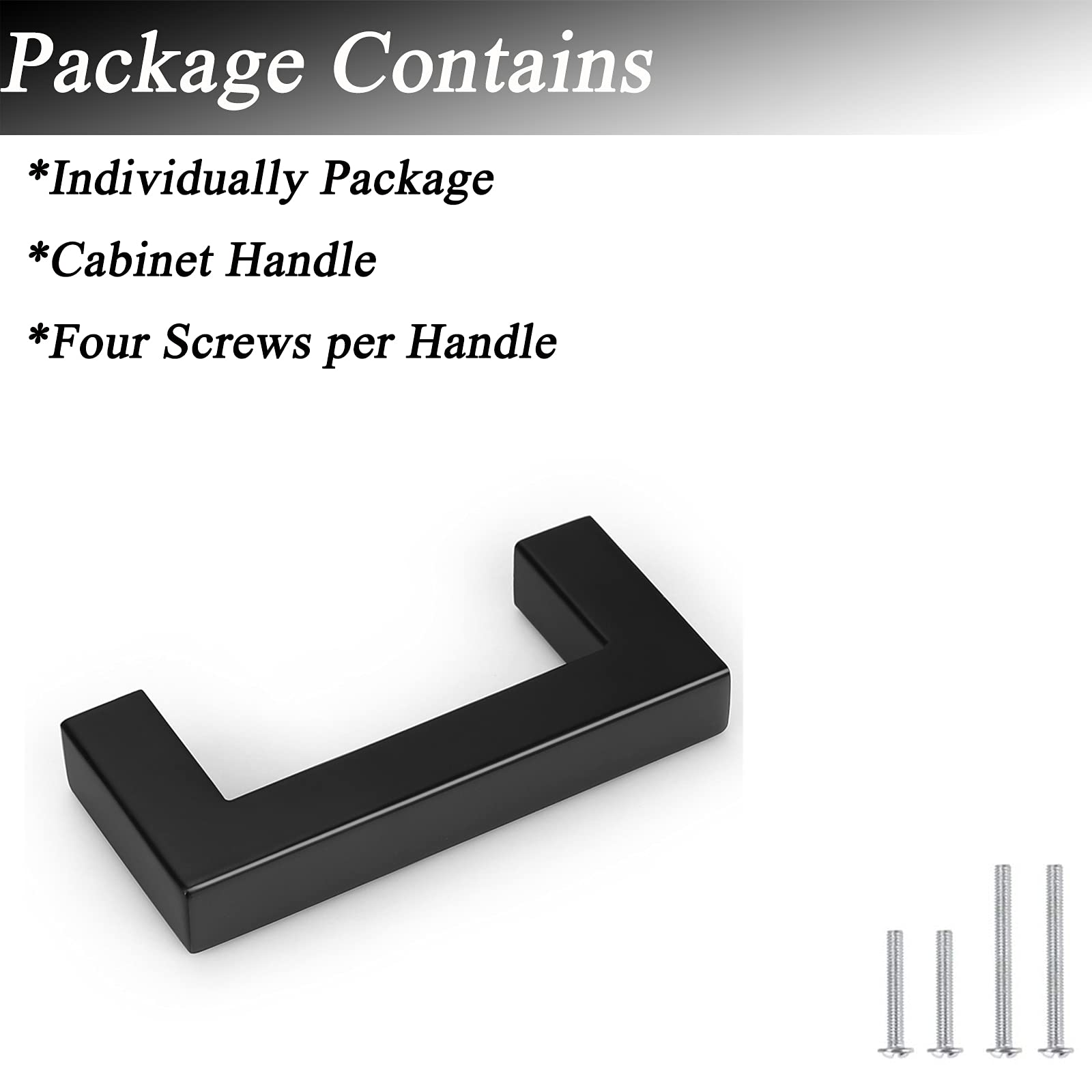 Probrico 10 Pack Black Kitchen Cabinet Pulls - Stainless Steel 2.5 Inch Hole Centers, Square Corner Bar Drawer Handles for Cabinets & Dressers | Durable Hardware for Modern Kitchens, Bathrooms & Furniture