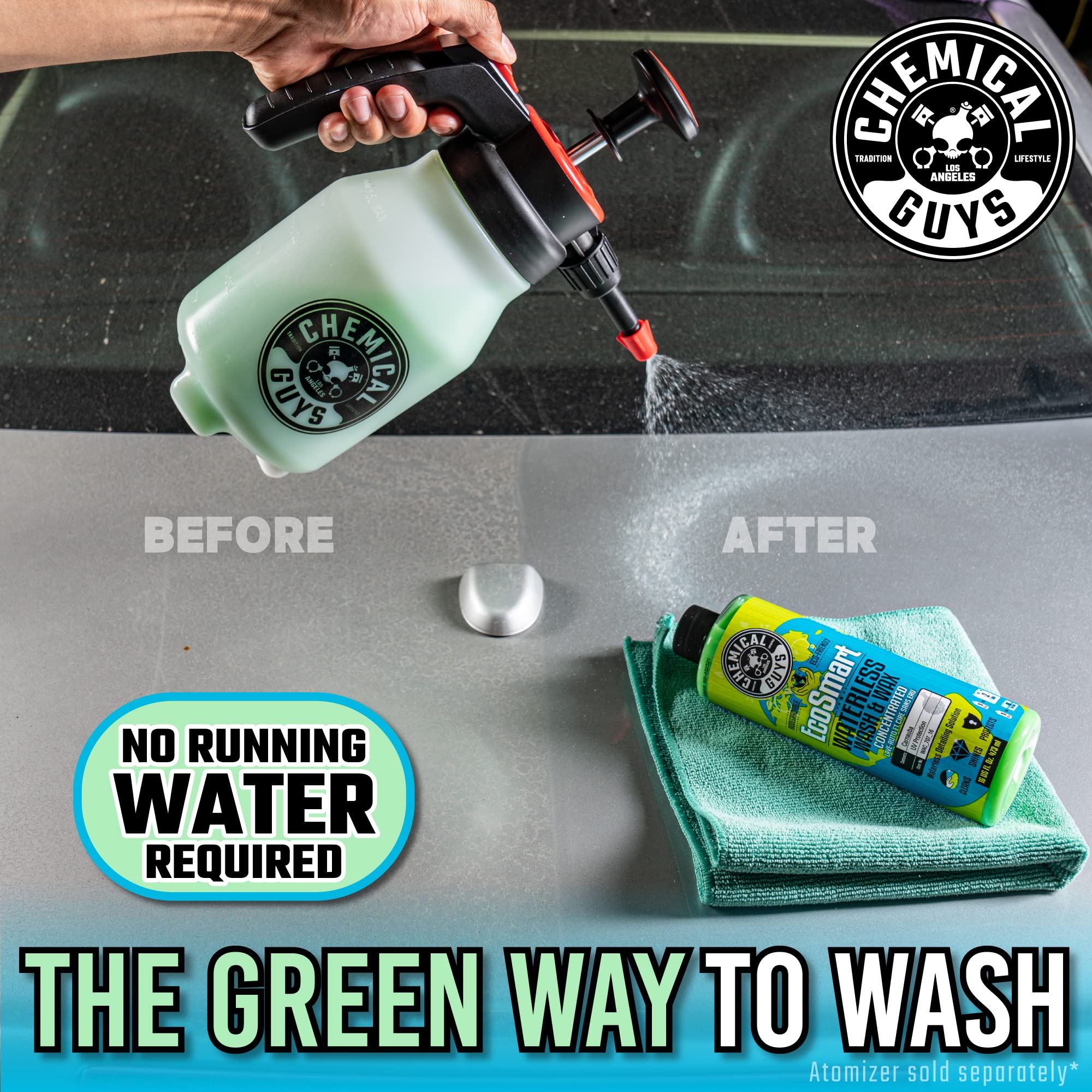 Chemical Guys WAC_707 EcoSmart Hyper Concentrated Waterless Car Wash & Wax (1 Gallon) with ACC_130 Chemical-Resistant Heavy Duty Spray Bottle (32 oz) - Perfect for Quick Car Detailing, RV Cleaning & Mobile Auto Care