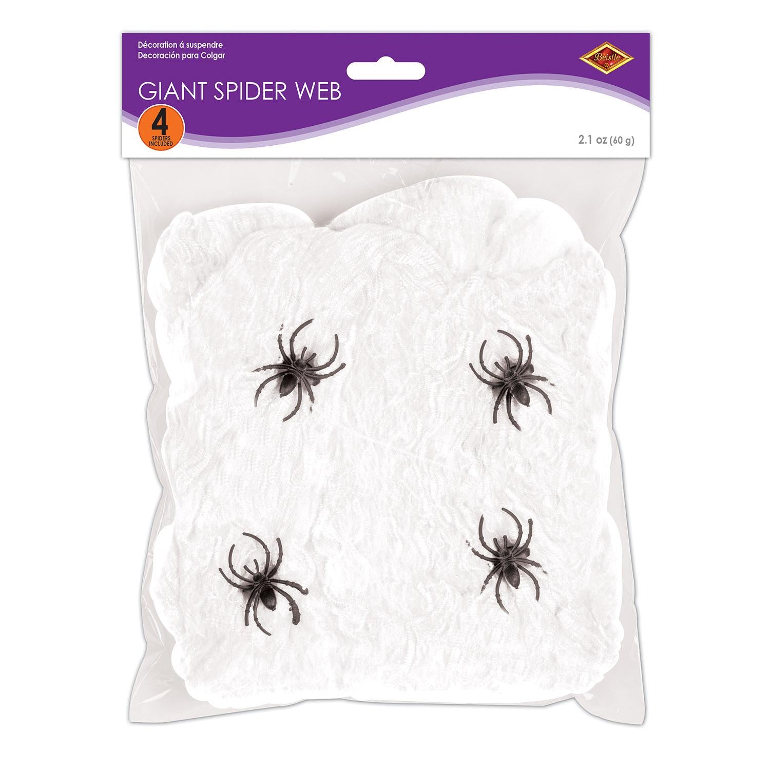 12 Pack Beistle Halloween Giant Spider Web Decorations - White (2.1 Oz per Pack) for Party, Haunted House & Outdoor Decor