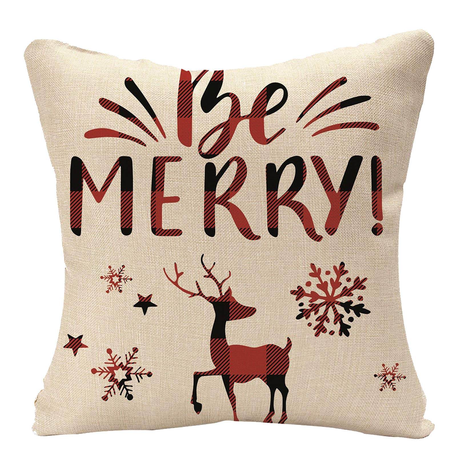 Christmas Cotton Linen Throw Pillow Covers - Festive Holiday Home Decor for Sofa, Couch & Bed - Perfect for Christmas Tree Decorations, Fireplace Mantel & Cozy Winter Decor