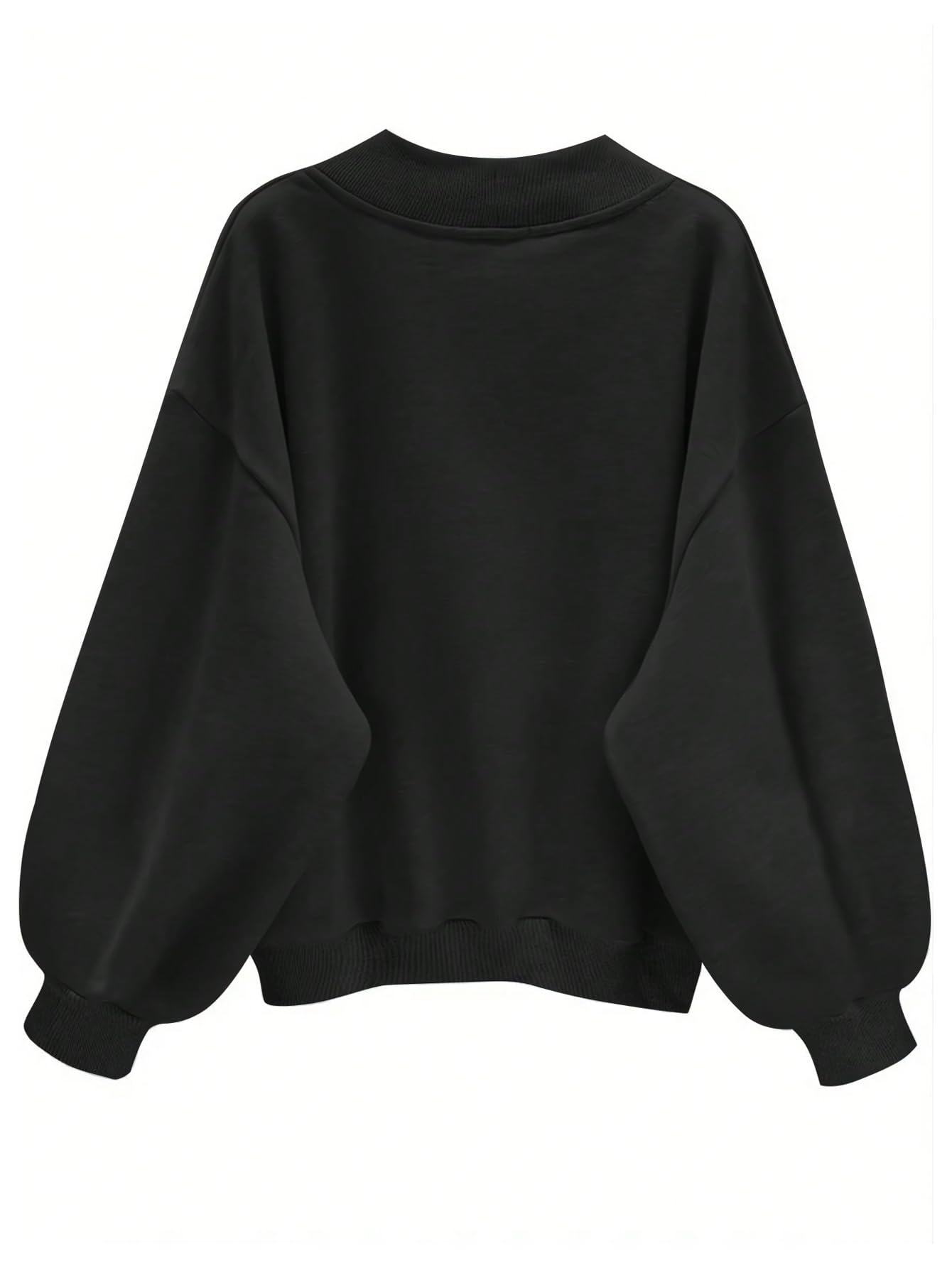 Trendy Women's Long Sleeve V-Neck Drop Shoulder Sweatshirt Pullover - Cozy Fall Outfits for Casual Wear, Lounge & Street Style Fashion