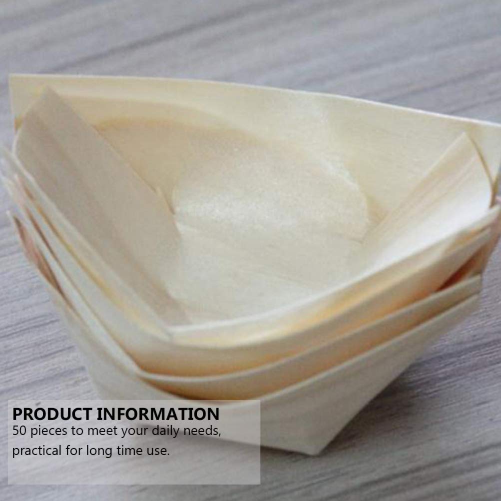 Hemoton 200 PCS Wooden Sushi Boats & Bowls for Charcuterie, Snacks, Desserts