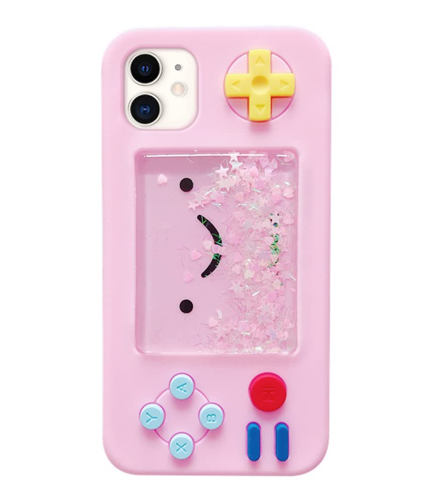 UnnFiko 3D Cartoon Squishy Game Case for iPhone 12 Pro Max - Soft Rubber Protective Cover with Liquid Stars Design, Funny Play Phone Case (Pink) - Perfect for Gaming Enthusiasts & Trendy Teens