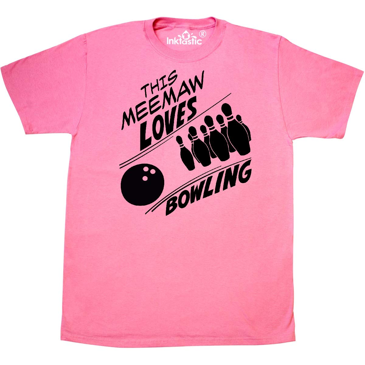 Inktastic 'This Meemaw Loves Bowling' Graphic T-Shirt with Pins & Ball Design - Perfect for Bowling Enthusiasts & Grandparent Gifts