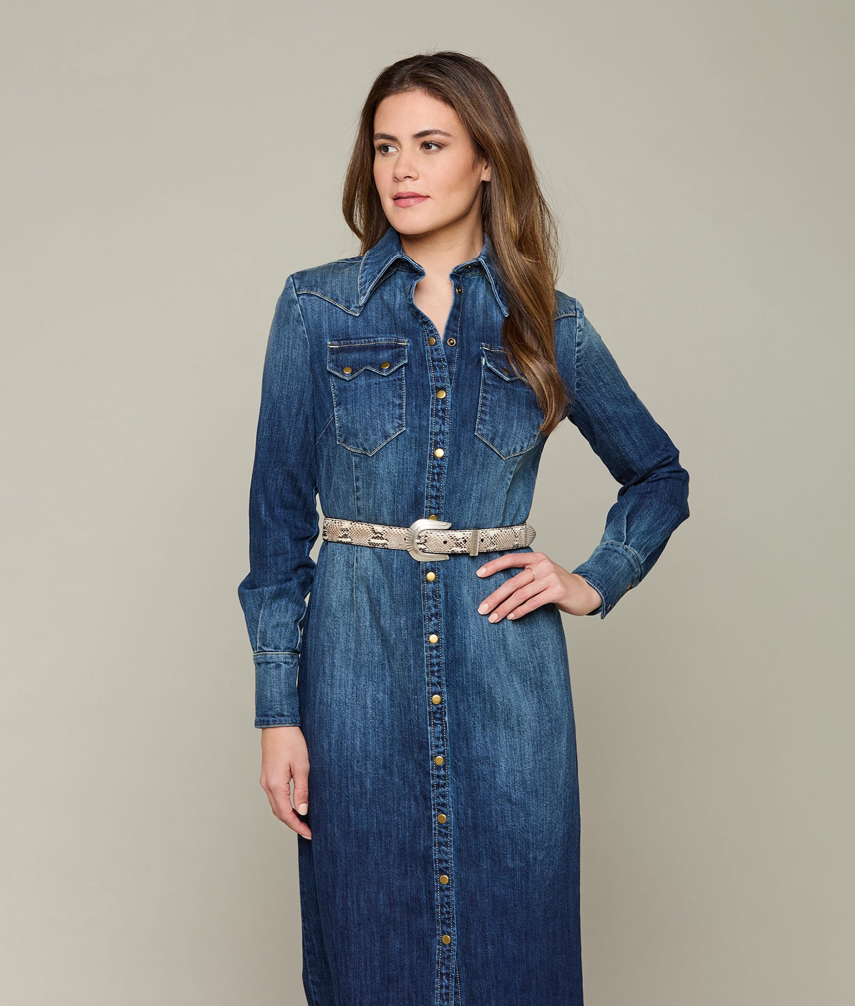 Long Denim Duster Coat - Medium Wash Distressed Denim Jacket for Women | Casual Outerwear for Fall & Spring | Perfect for Layering, Street Style & Everyday Wear