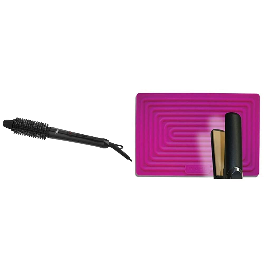 26mm Hot Brush with Silicone Heat Mat - Pink | Professional Hair Styling Tool for Curling & Straightening at Home or Salon