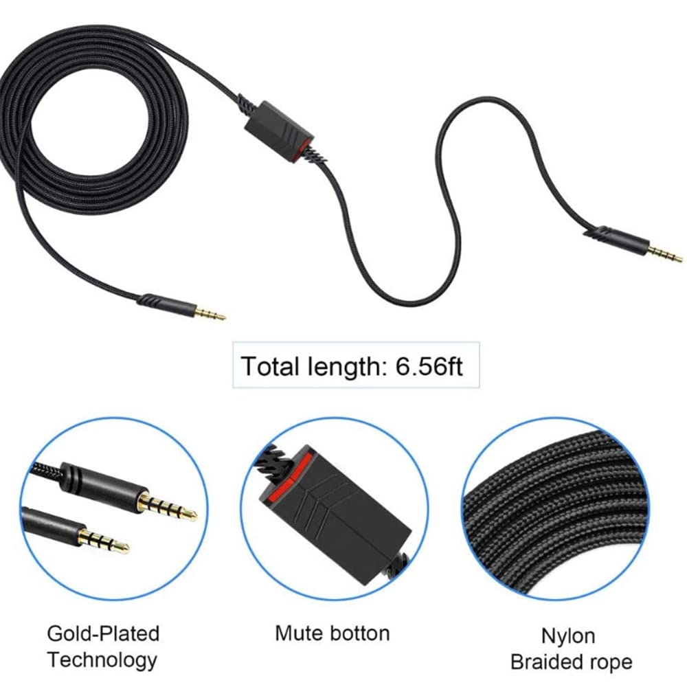 Replacement Volume Control Cable for Astro A10 A40 A40TR Headsets - Inline Mute Cable for Xbox One PS4 PS5 Gaming Headsets & Controllers - 6.5m Audio Extension Cable - Perfect for Gaming, Streaming & Home Theater Setups