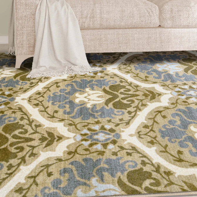 Chloe Floral Damask Non-Slip Washable Indoor Area Rug - Soft Living Room Carpet, Bedroom Runner for Home Decor