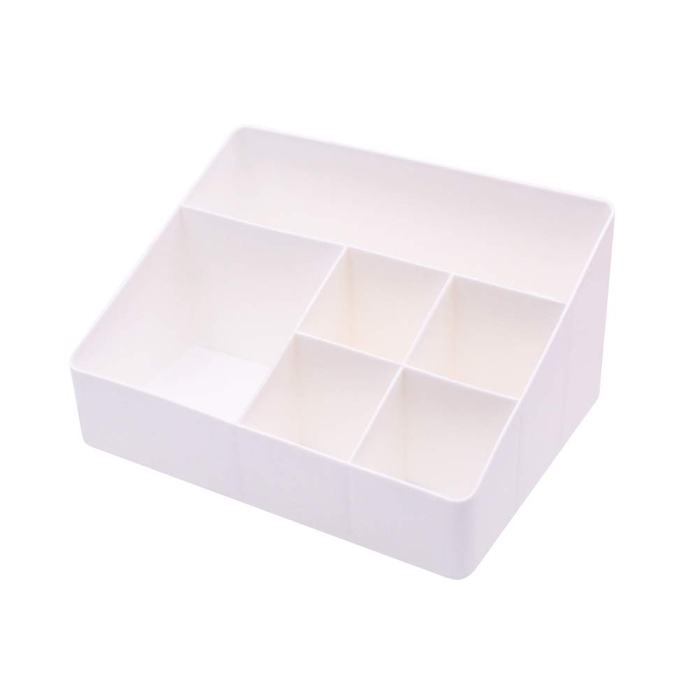 Granvela 6-Compartment Bedside Table Organizer & Makeup Storage Box | White Cosmetic Organizer for Vanity, Bathroom & Nightstand | Perfect for Jewelry, Skincare & Beauty Essentials