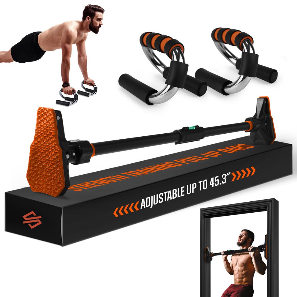 Pull Up Bar and S Type Push Up Bar - Home Gym Equipment for Strength Training & Workout - Perfect for Home, Garage, and Outdoor Fitness