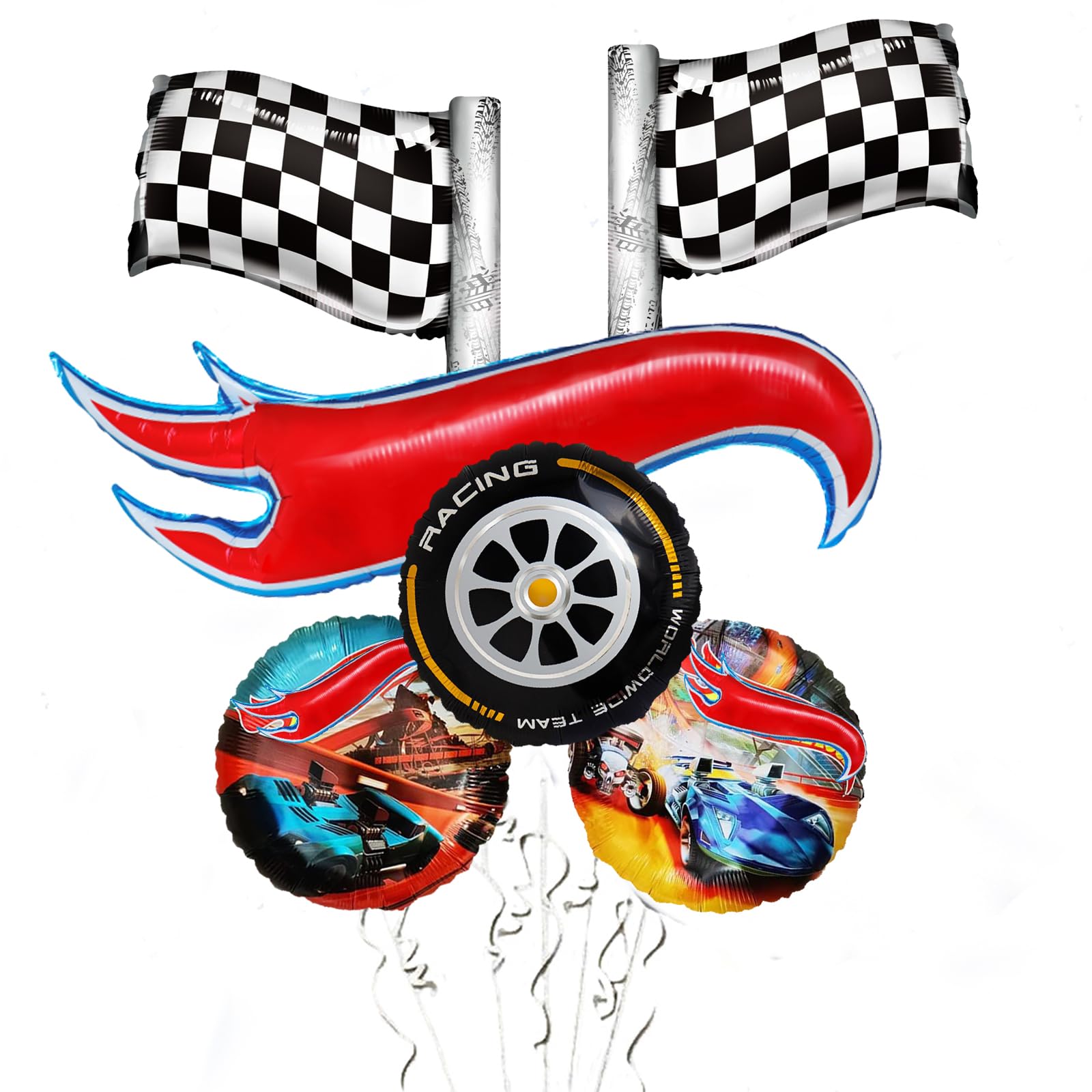 Hot Race Car Balloons 6Pcs - Car Themed Birthday Party Decorations for Boys, Kids Race Car Party Supplies - Perfect for Birthday Decor, Baby Showers & Themed Celebrations