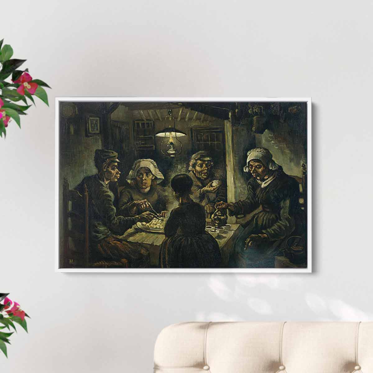 Brown Potato Eaters Wall Art Canvas Print - Van Gogh Inspired Kitchen Decor for Dining Room & Farmhouse Style Home