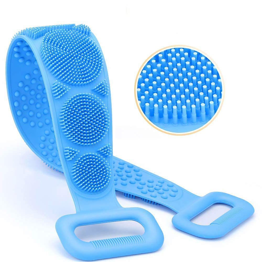 BuySasta Long Silicone Body Back Scrubber - Double Sided Shower Brush for Women & Men - Exfoliating Bath Brush with Soft Bristles - Perfect for Deep Cleansing & Skin Exfoliation - Available in Multiple Colors (Great for Spa Days & Relaxing Showers)