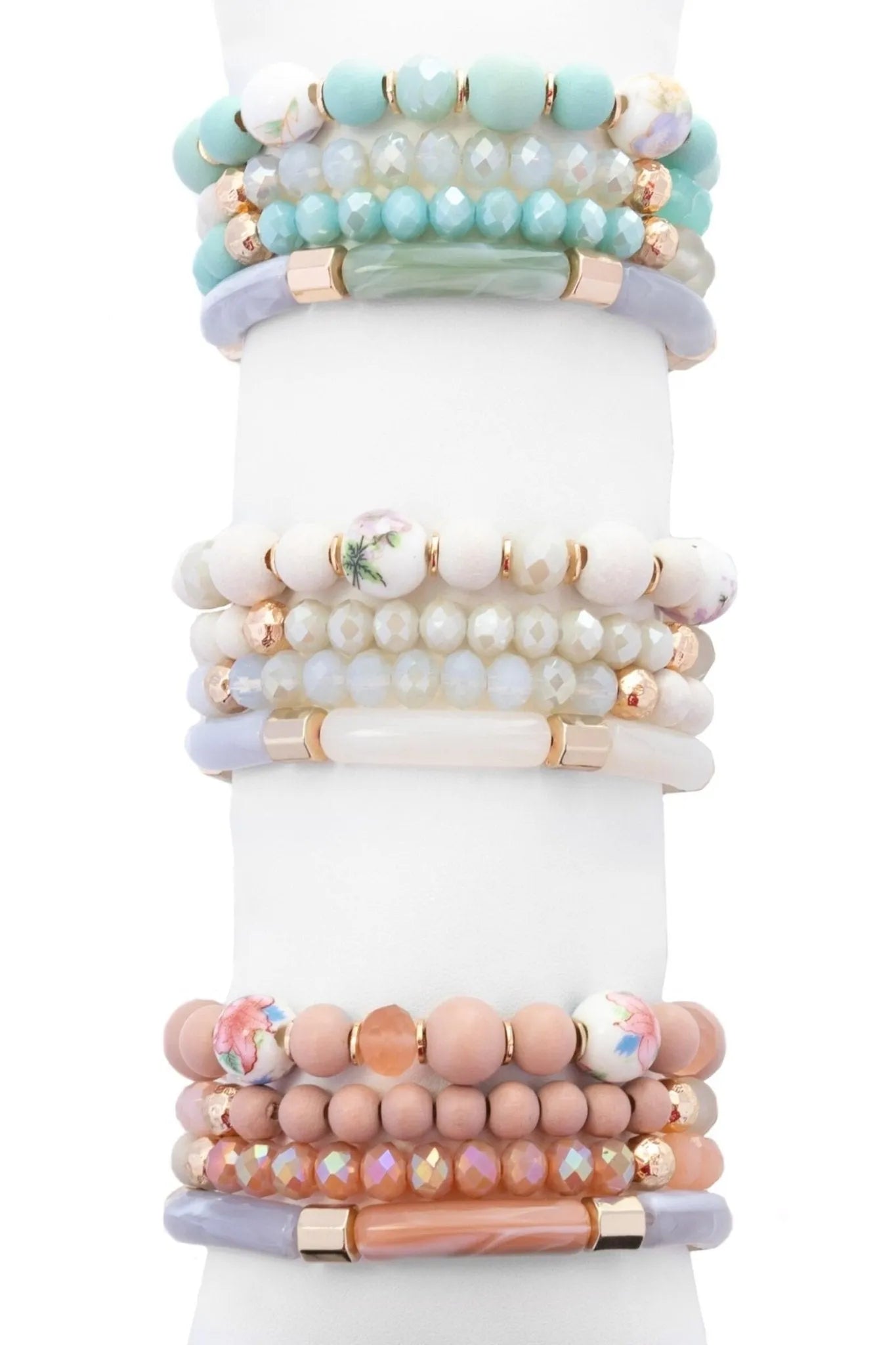 Beaded Wood Chain Link Bracelet Set for Women - Natural Wooden Bead Bracelets with Adjustable Chain - Boho Chic Jewelry for Casual Wear, Parties & Gifts