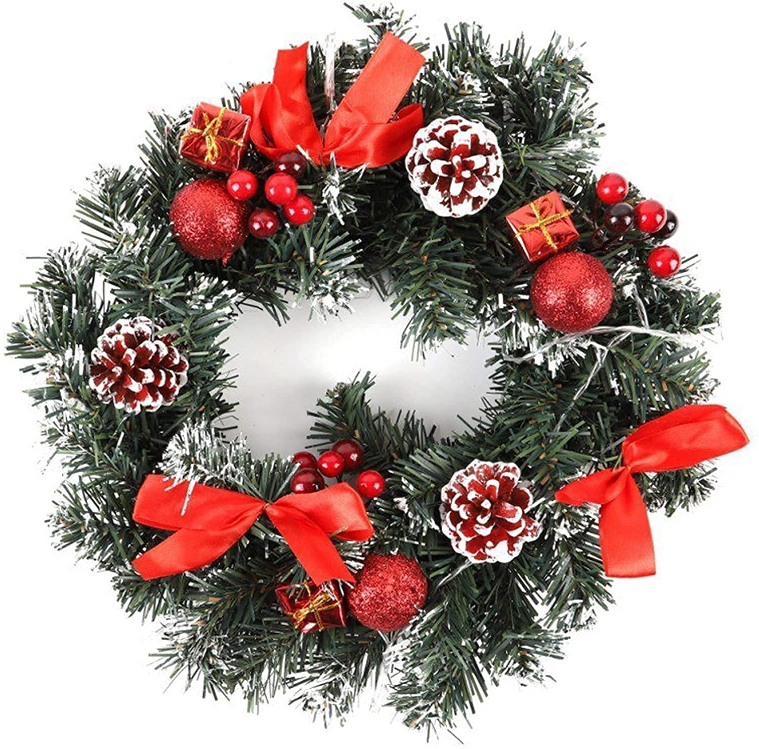 40cm Artificial Pine Cones & Flowers Autumn Wreath - Christmas Tree Decor for Festive Front Door (Color A) | Holiday Home Decor, Seasonal Door Hanging for Thanksgiving & Christmas