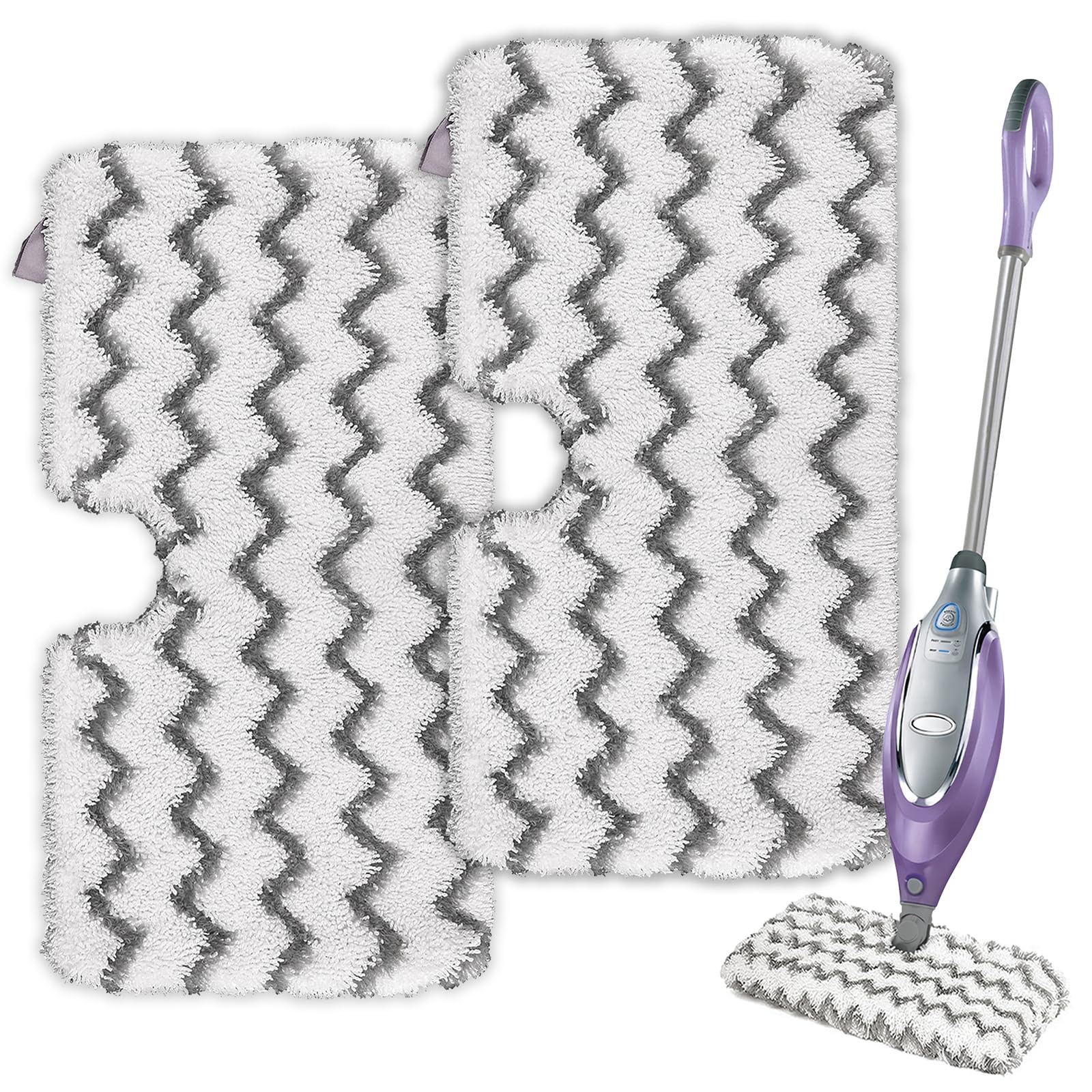 Shark Steam Mop Replacement Pads - Microfiber Cleaning Pads with Scrub Strips for S3500 Series (S3501/S3601/S3550/S3801/S3901/SE450/S3601D/S3901D) - 2 Pack White - Perfect for Hardwood Floors & Tile Cleaning