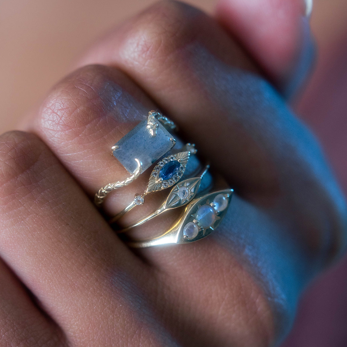 Solid Gold Opal Evil Eye Signet Ring for Women - Protection Jewelry for Good Luck & Positive Energy - Perfect for Gifts, Everyday Wear & Spiritual Healing