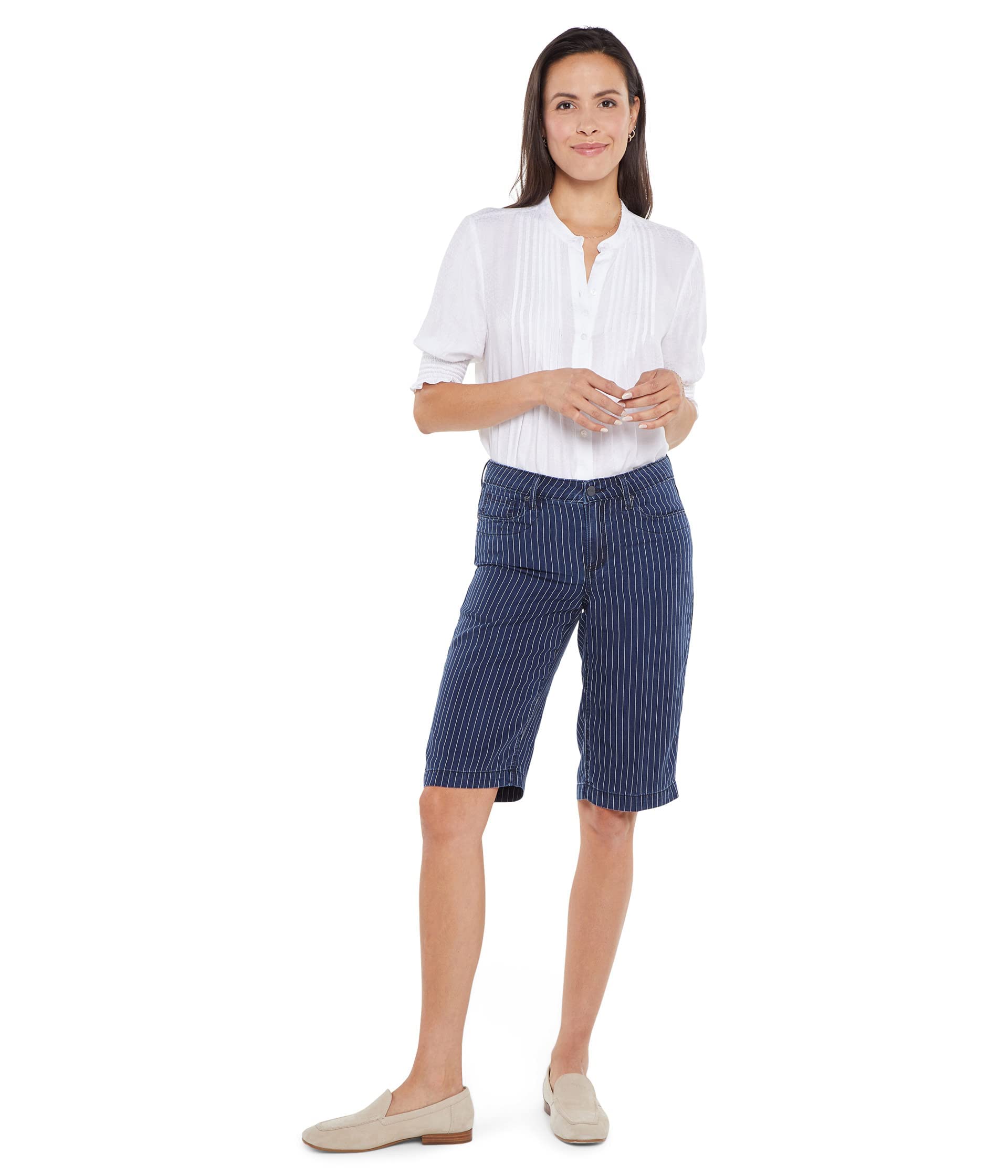 NYDJ Women's Bermuda Shorts - High Waisted, Tailored Fit, Comfort Stretch Denim - Perfect for Casual Wear, Summer Outfits & Travel