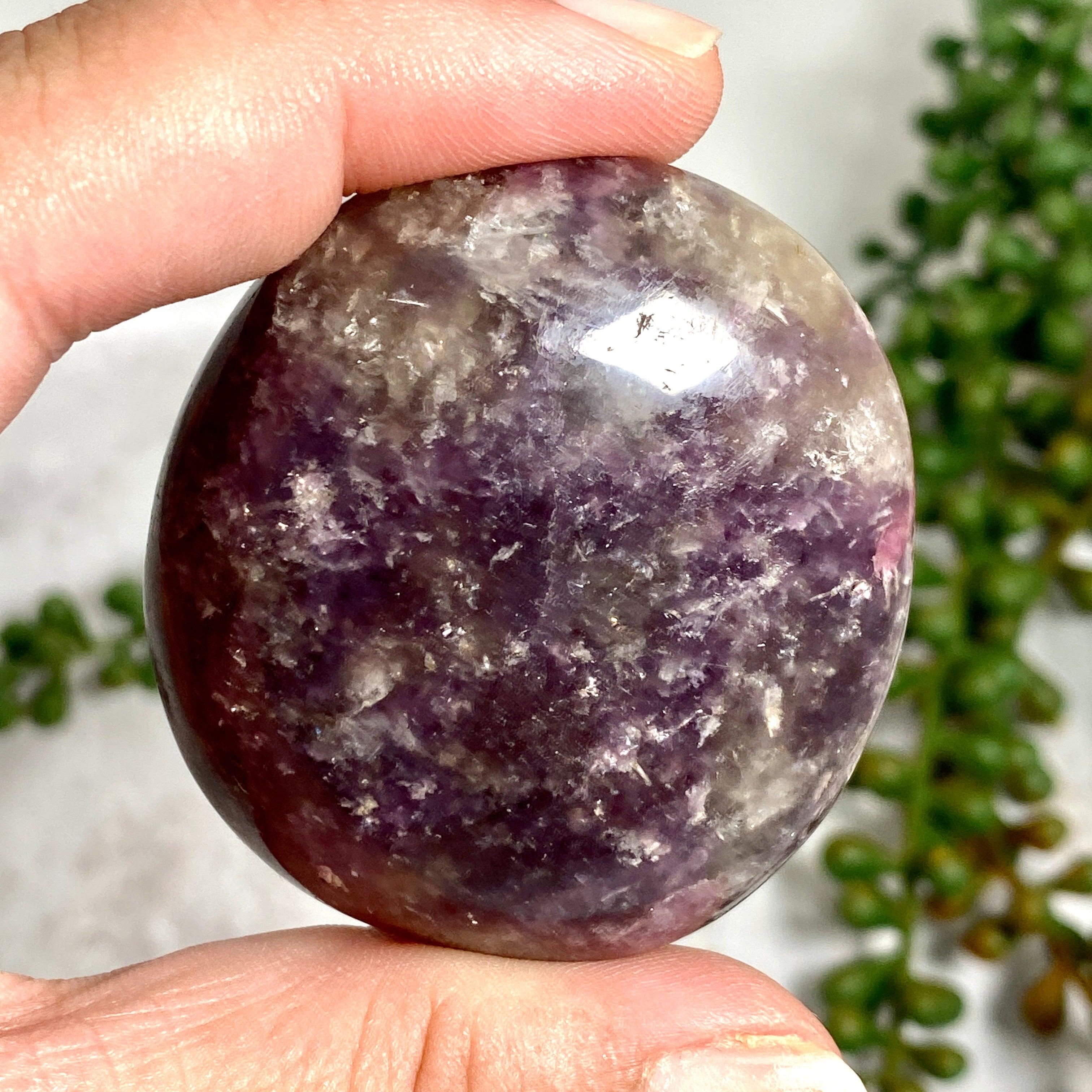Natural Smokey Lepidolite Palm Stones - Healing Crystals for Stress Relief & Emotional Balance | Perfect for Meditation, Reiki, and Home Decor