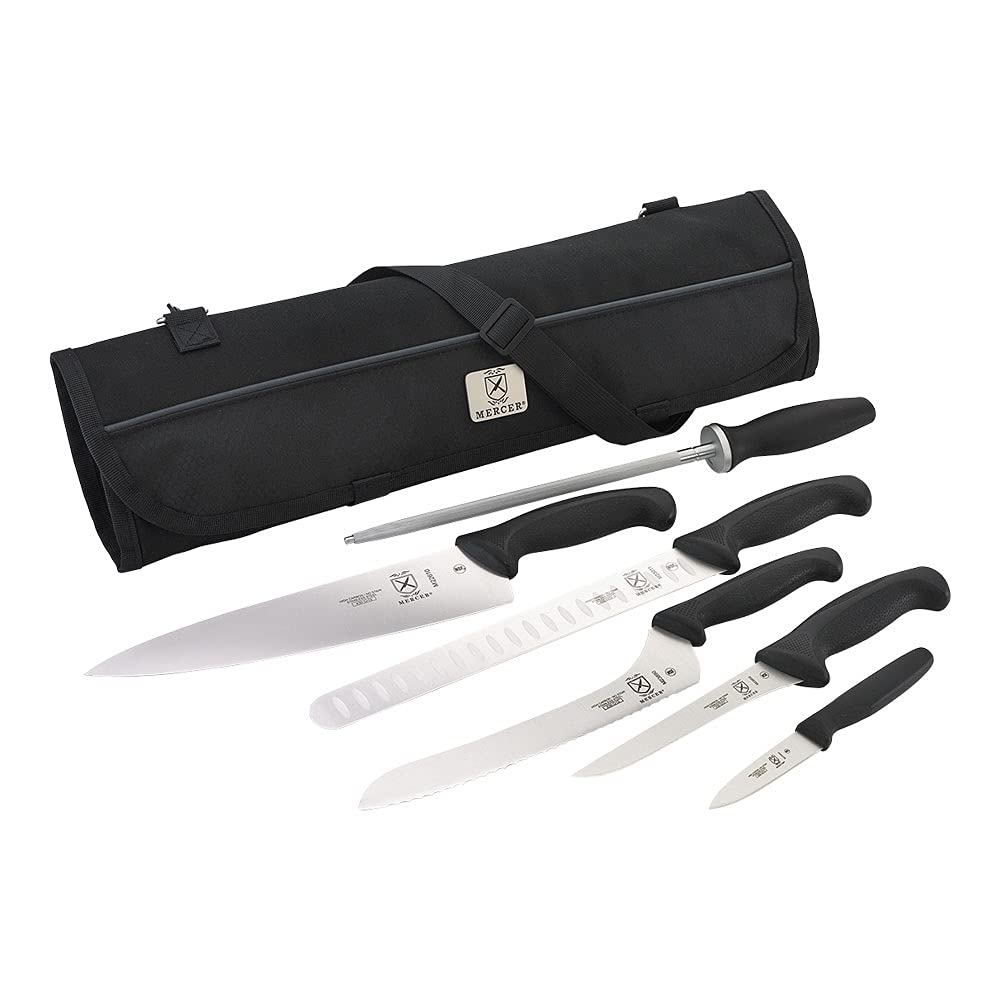 **Mercer Culinary Millennia 7-Piece Knife Roll Set – Professional Chef Knives with Storage Case – Perfect for Home Cooks & Professional Chefs – Ideal for Kitchen, Culinary School & Catering**