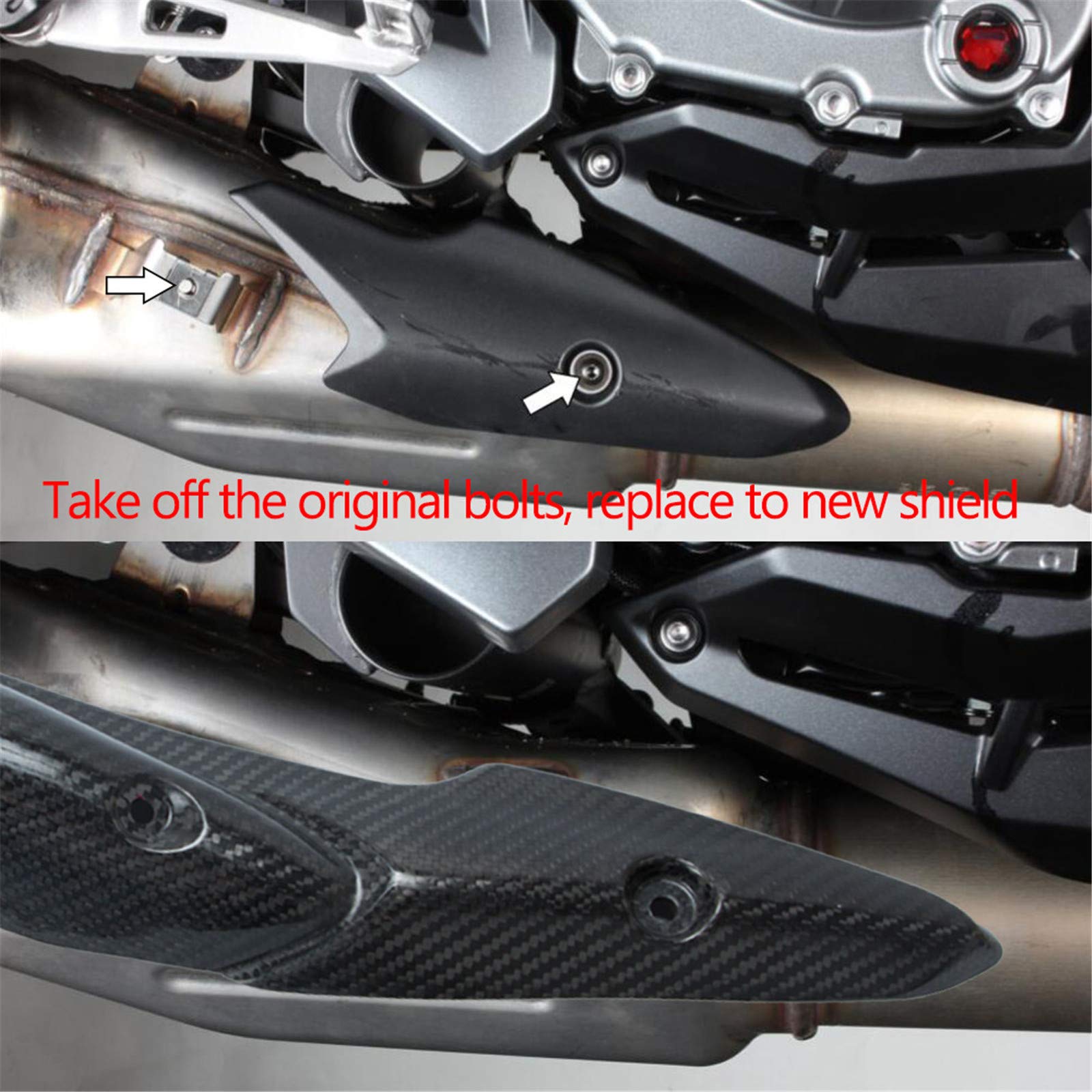 Carbon Fiber Motorcycle Exhaust Heat Shield Protector - Universal Fit for Kawasaki Z900 (2017-2020 Models) | High-Temp Insulation Cover | Perfect for Street Riding & Performance Upgrades
