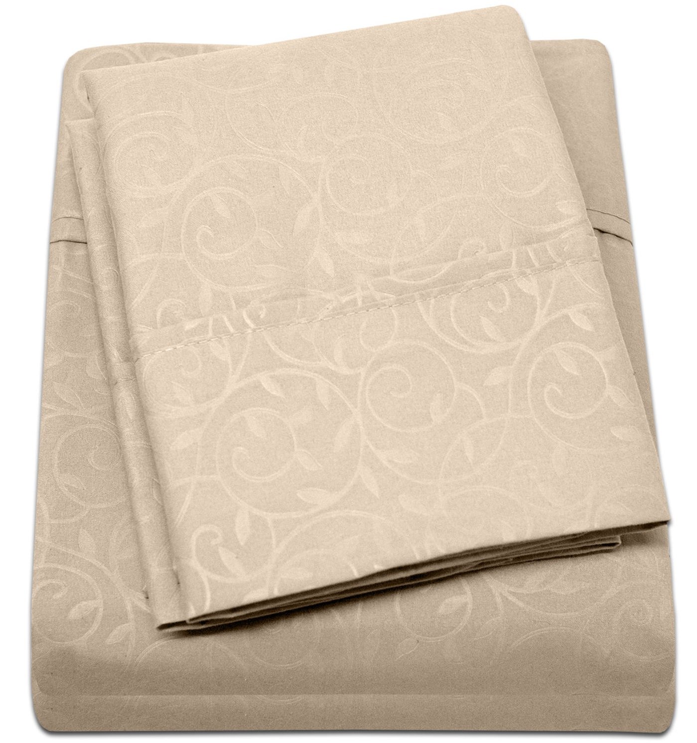 1800 Series Queen Size 4-Piece Sheet Set - Vine Embossed Luxury Bedding in Mocha Brown for Master Bedroom & Guest Room Comfort